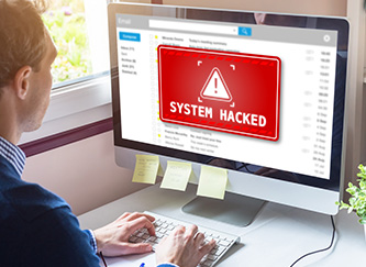 Hacking-Warnung am Bildschirm